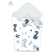 MimiNu - Paturica de infasat cu doua fete, Cu multiple utilizari, Cu inchidere arici velcro, Dimensiune 75x75 cm, Din bumbac, Dino Granat BYN6426972016131