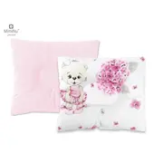 MimiNu - Perna bebelusi profilata, Cu doua fete, Cu functie anti-soc, Pufoasa, Din catifea si bumbac, 23x26 cm, Velvet Pink Ballerina BYN6426972016513