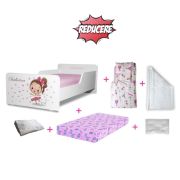 Pachet Promo Complet Pat Fetite 2-8 ani Start Balerina, saltea SmartNest, husa impermeabila, lenjerie, perna si pilota