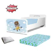 Pat copii Aviator 2-12 ani + saltea 160x80x12 cm SmartNest cu lana + husa impermeabila - PC-PCH-PRO-STR-AVT-80