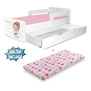 Pat Copii Balerina P2 2-12 Ani Cu Sertar Si 2 Protectii Laterale Detasabile Si Saltea Cu Lana Inclusa - ASC-mk-srt-bal-p2-80
