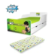 Pat copii Ben Ten 2-12 ani cu sertar si Saltea cu lana SafeNest inclusa PC-P-MK- SRT-BEN-80