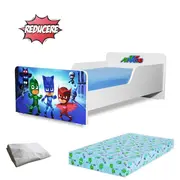 Pachet Promo Pat Copii 2-8 ani Start Eroi in Pijamale, include saltea, si husa impermeabila - PC-PCH-PRO-STR-PJM-70