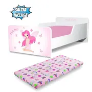 Pat Fetite 2-8 ani Start Pink Fairy cu saltea cu lana inclusa - PC-P-MOK-PFR-70