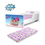Pat copii Shimmer & Shine 2-8 ani cu saltea din lana inclusa - PC-P-MOK-SHI-70