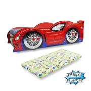 Patut Baieti 2-8 Ani Model Masina Spider Man, Saltea 140x70 Inclusa - ASC-mk-spm-70