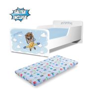 Pat copii Start Aviator 2-8 ani cu saltea din lana inclusa PC-P-MOK-AVT-70
