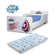 Pat copii Start Captain America 2-8 ani cu saltea din lana inclusa - PC-P-MOK-CPT-70