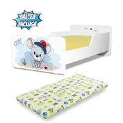 Pat pentru copii Start Chit 2-8 ani, cu saltea din lana 140x70 inclusa - PC-P-MOK-CHIT-70