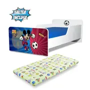 Pat copii Start Fotbal Barca 2-12 ani cu saltea din lana 160x80x6 cm inclusa - PC-P-MOK-FTB-BARCA-80