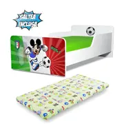 Pat copii Start Fotbal Italia 2-12 ani cu saltea din lana 160x80x6 cm inclusa PC-P-MOK-FTB-ITA-80