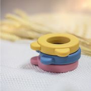 Petite&Mars - Jucarie 2 in 1, de dentitie si zornaitoare, din silicon fara BPA, 0 luni+, Urs, Ocru BYN713819