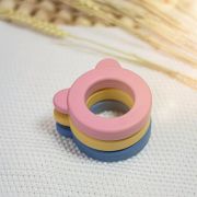 Petite&Mars - Jucarie 2 in 1, de dentitie si zornaitoare, din silicon fara BPA, 0 luni+, Urs, Ocru BYN713819