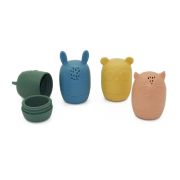 Petite&Mars - Set 4 jucarii de baie Amigos, Din silicon, Fara BPA, 6 luni+, Multicolor BYN598815