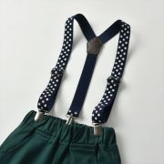 Costum elegant pentru baietei cu camasuta visinie si papion verde MBMer79-de2