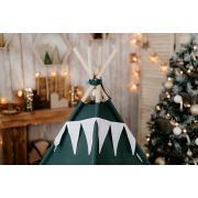 Set Cort de joaca, teepee, Dark Green, 120x120x150 cm, salteluta, ghirlanda, 2 pernite si kit fixare MRD8245
