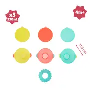 set 3 boluri colorate pentru mancare, cu suport inclus bbbb005108