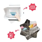 set 3 boluri colorate pentru mancare, cu suport inclus bbbb005108