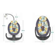 Lionelo - Balansoar si sezlong copii, Ralf, 2 in 1, Electric, Cu telecomanda si cablu USB, Cu miscare laterala de balansare si 5 niveluri diferite de viteza, Cu 12 melodii, Gri BYNLO-RALF_GREY_CONCRETE