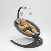 Lionelo - Balansoar si sezlong copii, Ralf, 2 in 1, Electric, Cu telecomanda si cablu USB, Cu miscare laterala de balansare si 5 niveluri diferite de viteza, Cu 12 melodii, Gri BYNLO-RALF_GREY_CONCRETE