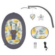 Lionelo - Balansoar si sezlong copii, Ralf, 2 in 1, Electric, Cu telecomanda si cablu USB, Cu miscare laterala de balansare si 5 niveluri diferite de viteza, Cu 12 melodii, Gri BYNLO-RALF_GREY_CONCRETE