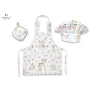 MimiNu - Set Micutul bucatar, Cu sort, o boneta si accesoriu pentru vase calde, Sweet Deer Pink BYN6426972017220