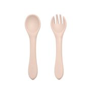 Petite&Mars - Set de hranire, Cu farfurie, Bol si tacamuri, Din silicon fara BFA, Bej BYNPachetMasaBej_1