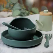 Petite&Mars - Set tacamuri din silicon fara BPA, Take&Match, 6 luni+, Verde inchis BYN709817