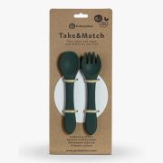 Petite&Mars - Set tacamuri din silicon fara BPA, Take&Match, 6 luni+, Verde inchis BYN709817