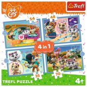 PUZZLE TREFL 44 CATS 4IN1 ECHIPA PISICILOR VIV34612
