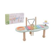 Joueco - Masuta muzicala multifunctionala din lemn certificat FSC, Cu accesorii, 44,8 x 22,5 x 24,5 cm, Multicolora BYN80131