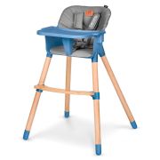 Lionelo - Scaun de masa din fag Koen, 2 in 1, Transformabil, Sustine 30 kg, 6 luni+, Albastru BYNLO-KOEN_BLUE_SKY