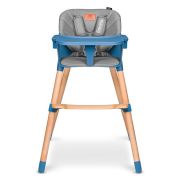Lionelo - Scaun de masa din fag Koen, 2 in 1, Transformabil, Sustine 30 kg, 6 luni+, Albastru BYNLO-KOEN_BLUE_SKY
