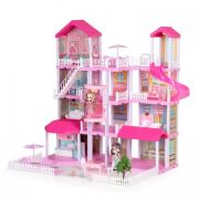 Casuta pentru papusi cu mobilier, gradina si led-uri ecotoys hc507637 edeedihc507637