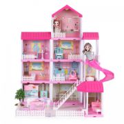 Casuta pentru papusi cu mobilier, gradina si led-uri ecotoys hc507639 edeedihc507639