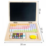 Laptop educational din lemn cu magnet si taste din lemn ecotoys g068 - alb edeedig068white