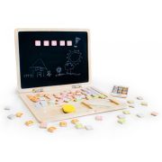 Laptop educational din lemn cu magnet si taste din lemn ecotoys g068 - alb edeedig068white