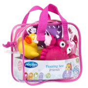 Set 8 animalute de baie, Fara gauri, Cu gentuta pentru transport, Fara BPA, Floating Sea Friends, Playgro, Pink BYN857265