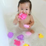 Set 8 animalute de baie, Fara gauri, Cu gentuta pentru transport, Fara BPA, Floating Sea Friends, Playgro, Pink BYN857265