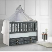 Patut cu leganare si lat. culisabila MyKids Olivia Alb Gri 130x70 00086560