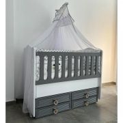 Patut cu leganare si lat. culisabila MyKids Olivia Alb Gri 130x70 00086560