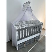 Patut cu leganare si lat. culisabila MyKids Olivia Alb Gri 130x70 00086560