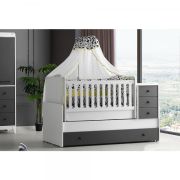 Patut transformabil MyKids Olivia Alb Gri-Inchis 180x80 00086564