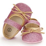 Pantofiori roz cu fundita aurie LIB229-5-c1