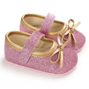 Pantofiori roz cu fundita aurie LIB229-5-c1