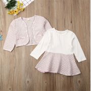 Set sacou cu rochita (Culoare: Roz cu alb, Marime: 120) JEM36set5