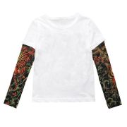 Tricou copii alb cu tatuaj (Marime: 130, Model: Model B) JEMtrtatuaj012