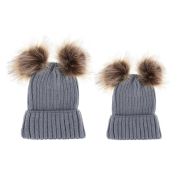 Set caciuli mama copil cu doua pampoane (Culoare: Negru) JEMdrl1145