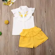Set camasuta si pantaloni cu broderie (Culoare: Galben, Marime: 110) JEMdrl1212