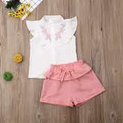 Set camasuta si pantaloni cu broderie (Culoare: Galben, Marime: 110) JEMdrl1212